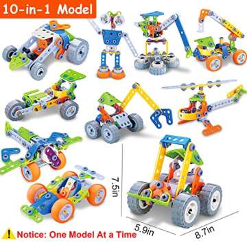 10 in 1 STEM Toys for 4 5 6 7 8+ Year Old Boy Girl Birthday Gifts Building Toys for Kids Ages 4-8 5-7 6-8 Educational Stem Activities for Boys 4-6 8-10 Construction Creative Games Valentine Idea Gift