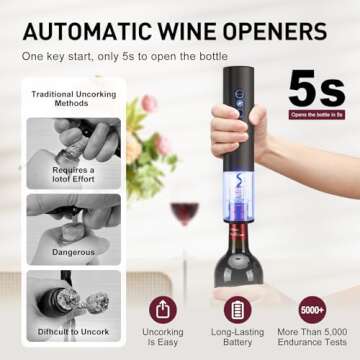 Otuseta Electric Wine Opener - Effortless Cork Removal