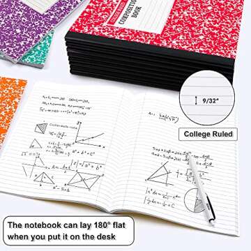 feela Composition Notebook, 8 Pack 8 Pastel Colors College Ruled Composition Books Bulk, Marble Cover Notepad Lined Cute Journal Notebooks for School Supplies Notes Taking Writing, 9.75 X 7.5 in