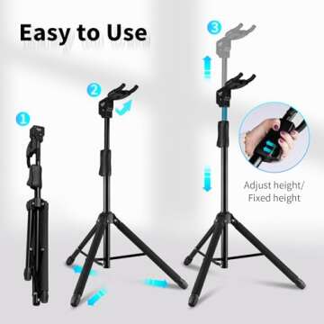 GUITTO Guitar Stand - Universal Portable Guitar Stand Adjustable Folding Hanging Guitar Floor Stands for Acoustic, Classical, Electric, Bass GGS-06