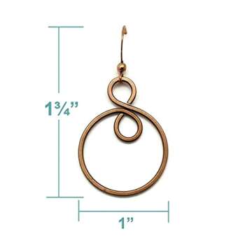 Pillar of Salt Studio Handcrafted Earrings Solid Copper Infinity Hoop Wire Wrapped Earrings (Antiqued Copper, Small, 1-1/4" drop)