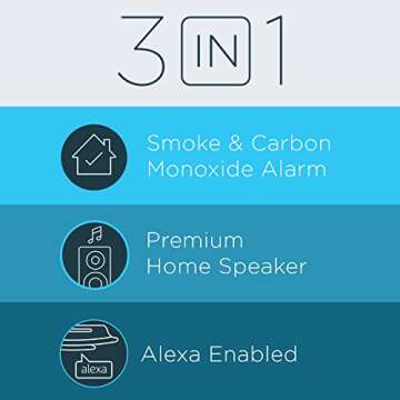 First Alert Onelink Safe & Sound - Battery Powered Smart Hardwired Smoke + Carbon Monoxide Alarm and Premium Home Speaker with Amazon Alexa