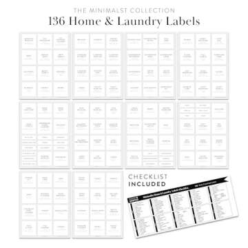 Laundry Labels for Jars, 136 Home & Laundry Stickers Labels, Laundry Room Organization Labels, Office & Kitchen Labels, Cleaning Labels for Jars & Spray Bottles, Linen Closet Labels Household Labels