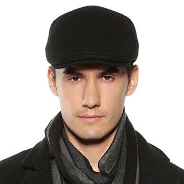 Sumolux Mens Newsboy Cap - Stylish Winter Cabbie Flat Hat in Black