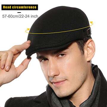 Sumolux Mens Winter Beret Newsboy Cap in Black