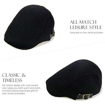 Sumolux Mens Winter Beret Newsboy Cap in Black