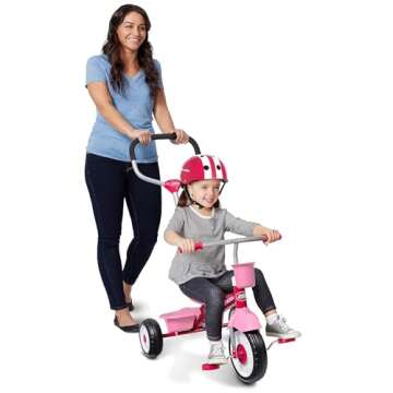 Radio Flyer Toddler Tricycle and Stroller, w/ Adjustable Seat for 9 Months to 5 Years Old, Pink