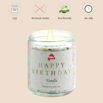 Happy Birthday Candle - Birthday Gifts for Women, Best Friend Birthday Gifts Ideas, Natural Soy Wax Vanilla Scented Candles