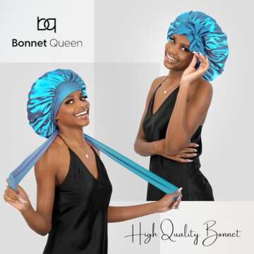 Silk Satin Hair Bonnet for Women - Aqua