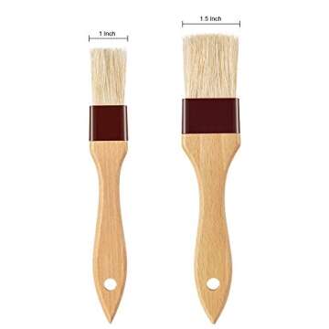 Boao 4 Pieces Pastry Brushes Baking Basting Brush with Natural Bristle Wooden Handle for BBQ Oil Butter Egg Food Cooking Kitchen Culinary Utensil(1 Inch, 1 1/2 Inch)