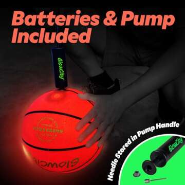 GlowCity Glow in The Dark Basketball for Teen Boy - Glowing Red Basket Ball, Light Up LED Toy for Night Ball Games - Sports Stuff & Gadgets for Kids Age 8 Years Old and Up. Great Gift for Boys & Girls