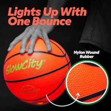 GlowCity Glow in The Dark Basketball for Teen Boy - Glowing Red Basket Ball, Light Up LED Toy for Night Ball Games - Sports Stuff & Gadgets for Kids Age 8 Years Old and Up. Great Gift for Boys & Girls