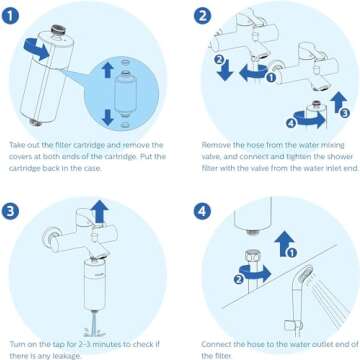 Philips Shower Filter 3-stage Water Softener, Shower Filtration with Double Mesh & NSF Certified KDF Material, Reducing Chlorine/Impurities/Rust Sediments for Handheld Showerhead(Shower Filter Set)