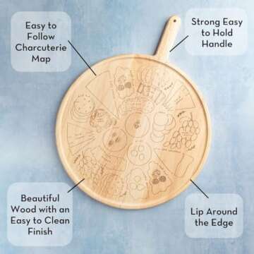 Sophistiplate Charcuterie Board with Placement Guide - Best Gift for Housewarming & Foodies - Easy-to-Follow Visual Map Designed by Meg Quinn - Create A Pro-Level Board Arrangement - 22 x 17