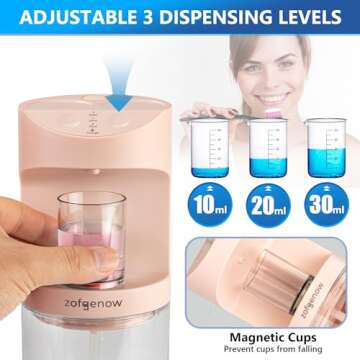 ZOFGENOW Automatic Mouthwash Dispenser for Bathroom,Bathroom Accessories 19.4 Fl Oz Dispensers with Magnetic Cups,Wall Mounted Dispenser,Suitable for All Age Groups,Pink