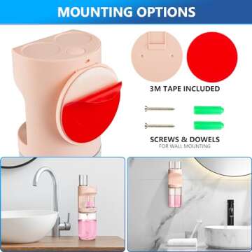 ZOFGENOW Automatic Mouthwash Dispenser for Bathroom,Bathroom Accessories 19.4 Fl Oz Dispensers with Magnetic Cups,Wall Mounted Dispenser,Suitable for All Age Groups,Pink