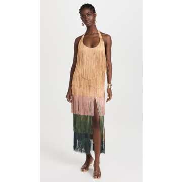 Andrea Iyamah Women's Neme Fringe Midi Dress, Multicolour, S