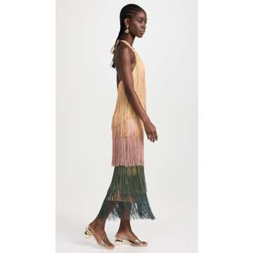 Andrea Iyamah Women's Neme Fringe Midi Dress, Multicolour, S