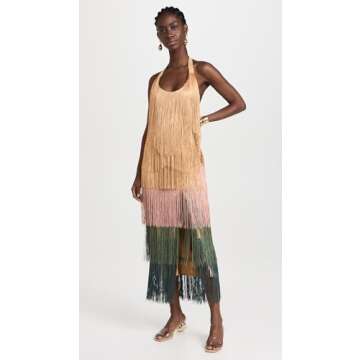 Andrea Iyamah Women's Neme Fringe Midi Dress, Multicolour, S