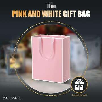 Pink Gift Bags Large YACEYACE 20Pcs 10"x5"x13" Pink Gift Bags with Ribbon Handles Pink Heavy Duty Thick Paper Shopping Bags Boutique Bags Pink Shopping Bags for Boutique, Small Business, Retail, Shop,