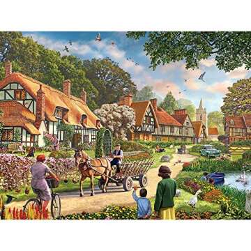 Bits and Pieces - 500 Piece Jigsaw Puzzle for Adults 18" x 24" - Rural Life - 500 pc Old Fashioned Cottage Village Jigsaw by Artist Steve Crisp