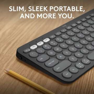 Logitech Pebble Keys 2 K380s, Multi-Device Bluetooth Wireless Keyboard, Customizable Shortcuts, Slim and Portable, Easy-Switch Windows, mac, iPad, Android, Chrome - Tonal Graphite (Renewed)