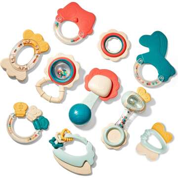 Hahaland Baby Toys Set - Teething & Infant Toys for Newborns & Up