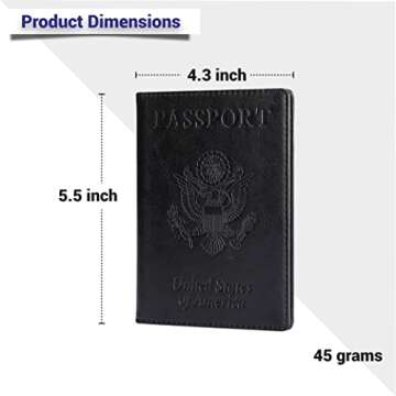 Welmy Leather Passport And Vaccine Card Holder Combo, Passport Holder With CDC Vaccine Card Slot Travel Accessories, Travel Passport Wallet, Waterproof Passport Cover Case For Men And Woman(Black)