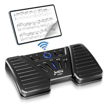 AITONE Wireless Page Turner Buletooth Foot Pedal Music Page Turner for iPad Tablets Android ios Phones Piano Keyboard Compatible with Various Music App (A-SP1)