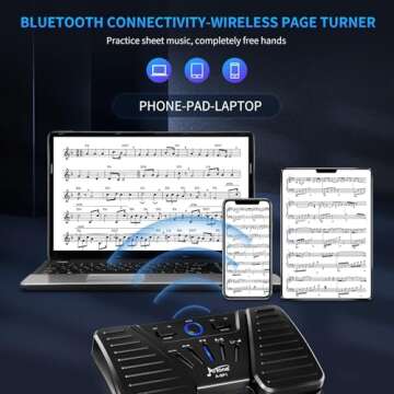 AITONE Wireless Page Turner Buletooth Foot Pedal Music Page Turner for iPad Tablets Android ios Phones Piano Keyboard Compatible with Various Music App (A-SP1)