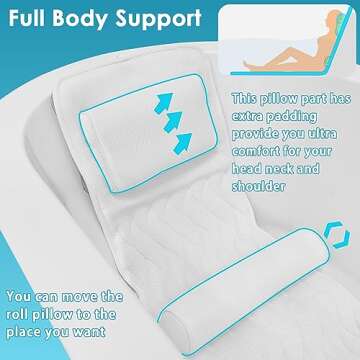 AEROiVi Full Body Bath Pillow with Lumbar Pillow Bathtub Cushion with 14 Suction Cups 3D Air Mesh Fit Any Tub Luxury Bathroom Accessories