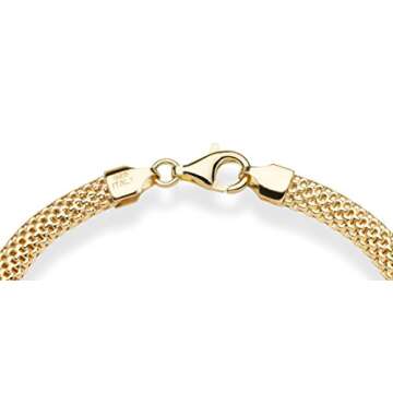 Miabella 18K Gold Over Sterling Silver Italian 5mm Mesh Link Chain Bracelet