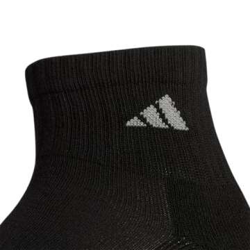 adidas Men's Athletic Cushioned Quarter Socks with Arch Compression for a Secure fit (6-Pair), Black/Aluminum 2, Large