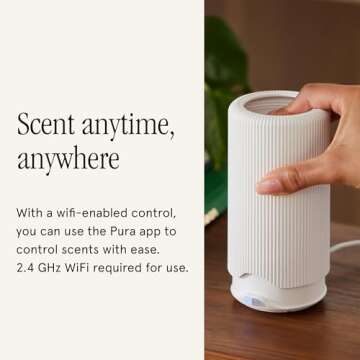 Pura Plus - Smart Fragrance Diffuser for Large Spaces - Adjustable Smart Home Diffuser with Automatic Fragrance Vial Detection - Wi-Fi Smart Diffuser for Luxury Home Scenting - White