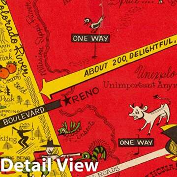 Historic Map - Map of The United States as Californians See It, 1947, Oren Arnold v2 24in x 18in