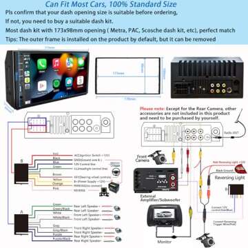 Naifay Double Din Car Stereo Compatible with Apple Carplay and Android Auto, 7 inch HD Touchscreen Car Radio Car Audio Receivers, Bluetooth, Backup Camera, Mirror Link, USB/AUX/TF/Subwoofer, FM Radio