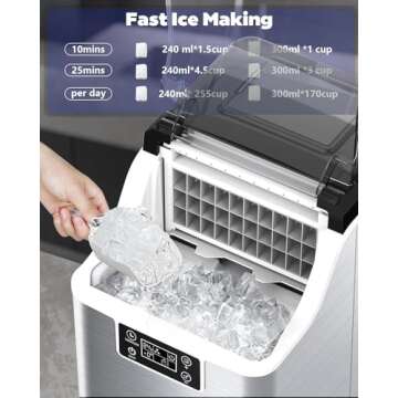 Kndko Ice Makers Countertop, 45Lbs/Day, 2 Ways to Add Water, Countertop Ice Maker, 24 Pcs Ready in 13 Mins, Self Cleaning Ice Maker, 24H Timer, Perfect for Home Bar RV, Stainless Steel Ice Maker