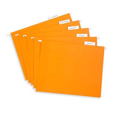 Blue Summit Supplies Hanging File Folders, 25 Reinforced Hang Folders, Designed for Home and Office Color Coded File Organization, Letter Size, Orange, 25 Pack