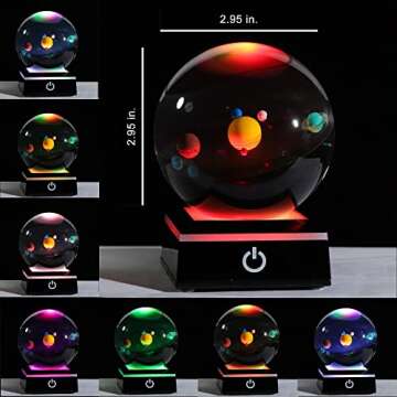 3D Solar System Model Crystal Ball Gift for Him