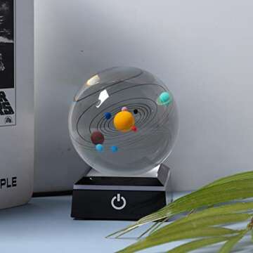 3D Solar System Model Crystal Ball Gift for Him