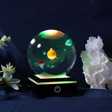 3D Solar System Model Crystal Ball Gift for Him