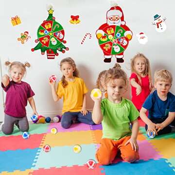 chiazllta Christmas Games for Kids Xmas Trees and Santa Claus Dart Board with Sticky Balls Christmas Party Toys Indoor/Outdoor Sport Fun Party Games 2 Dart Board / 6 Balls/2 Hooks