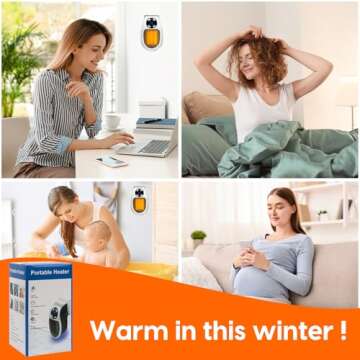 Plug in Heater 500W, Space Heaters for Indoor Use, Portable Heater with Thermal Protection, Quiet Small Space Heater with Timer, Safe Electric Heater for Bedroom, Bathroom