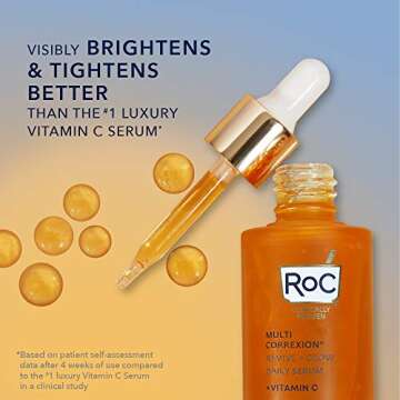 RoC Multi Correxion Revive + Glow 10% Active Vitamin C Serum for Face, Daily Anti-Aging Wrinkle and Skin Tone Skin Care Treatment, Brightening Serum, Stocking Stuffers for Men & Women, 1 oz