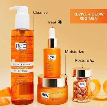 RoC Multi Correxion Revive + Glow 10% Active Vitamin C Serum for Face, Daily Anti-Aging Wrinkle and Skin Tone Skin Care Treatment, Brightening Serum, Stocking Stuffers for Men & Women, 1 oz