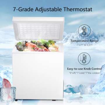 R.W.FLAME Mini Chest Freezer 1.8 Cu Ft Energy Saving