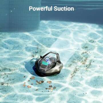 AIPER Cordless Robotic Pool Cleaner, Pool Vacuum with Self-Parking Technology, Portable, Ideal for Above-Ground Flat Pool up to 40 Feet, Grey (Renewed)