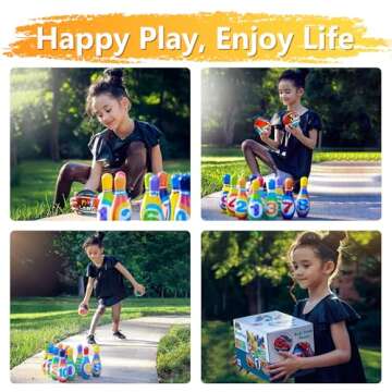 iPlay, iLearn Kids Bowling Toys Set, Toddler Indoor Outdoor Activity Play Game, Soft 10 Foam Pins & Two Balls Playset, Educational, Birthday Party Gift for 18 24 Months, 2 3 Year Old Children Boy Girl