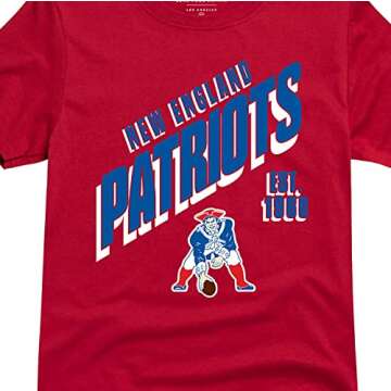 Junk Food Clothing x NFL - New England Patriots - Retro Slant - Men's and Women's Short Sleeve Fan Shirt - Size Large