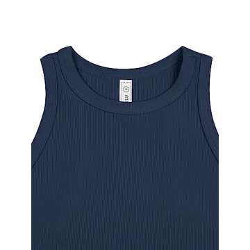 Womens Summer Crop Tank Flowy Going Out Tops Muscle Tank Casual Racerback Yoga Athletic Shirts Sleeveless Halter Neck Running Workout Tank Tops Fitness Gym Tops(Navy Blue Medium)